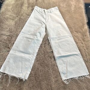 Zara Off-White Wide-Leg Flare Jeans